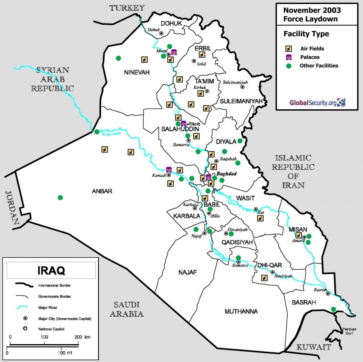 نقشہ عراق کے ہوائی اڈوں