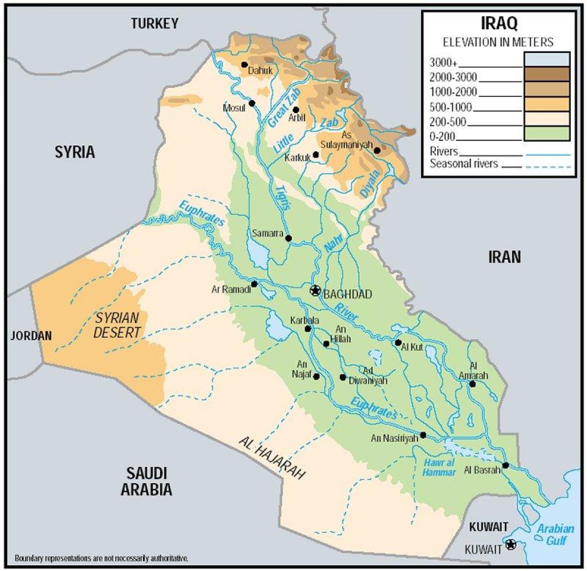 نقشہ عراق کی بلندی